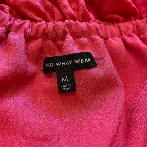 Who What Wear Pink Ruffle Off the Shoulder Midi Dress - Picture 8 of 9